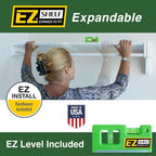 EZ Shelf - Closet Shelf with Hanging Rod - 64.3-119” Expandable, White, Closet Shelves - Strong, Holds 200 lbs - Easy Install - 1 Side Wall & Backwall with 1 End Bracket, Alternative to Wire Shelving