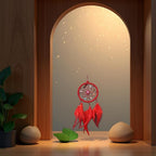 Red Small Dream Catcher with Feathers Wall Hanging Ornament Indian Style Decoration Wind Chimes for Car Home Wall Decor Home and Kitchen Home Decoration
