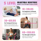Resistance Bands with Handles for Women, Exercise Bands Set for Physical Therapy Yoga Pilates, 5 Level Workout Bands for Working Out with Door Anchor, Home Gym Fitness Equipment