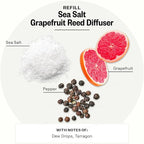 Apotheke Luxury Scented Oil Reed Diffuser Liquid Refill (Sea Salt Grapefruit) - Premium Home Fragrance Diffuser Refill Set with Sticks