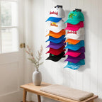 2 Pack Hat Organizer for Baseball Caps, Hat Rack for Wall Hold Up to 16 Hats, Hat Holder with Strong Adhesive and Screws, Hat Organizer Wall Mounted Hat Hanger Display for Door Closet Bedroom(A-Black)