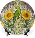 William Morris Forest Art Sunflower And Parrot Fashion Plates of 6", 7", 8", 10", Customize Christmas Design Blue And White Plates, Custom Gifts, Table Farmhouse Decorations Club, with Vertical Stand