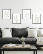 Drsoum Botanical Plant Framed Wall Art Boho Wall Decor for Bathroom Sage Green Eucalyptus Leaf Prints Minimalist Aesthetic Ready to Hang Set of 4, 11x14 in (Black Framed)