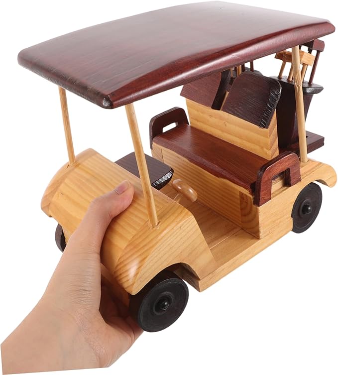 VICASKY Antique Wooden Car Statue Vintage Vehicle Sculpture Collectible Car Figurine for Home