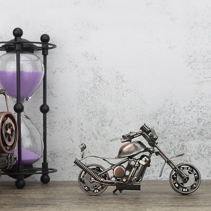Motorcycle Gifts for Men Women - Handmade Metal Motorcycle Figurine - Unique Gifts for Bikers Him Dad Grandpa Husband Friend - Vintage Man Cave Home Office Desk Decor