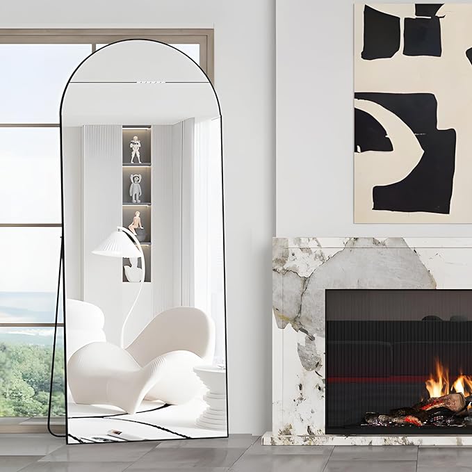 Full Length Mirror 71"x25" Arch Mirror Floor Mirror with Stand Wall Mirror Black Arched Full Body Mirror Standing Hanging or Leaning Against Wall Bedroom Mirrors for Entry, Living Room
