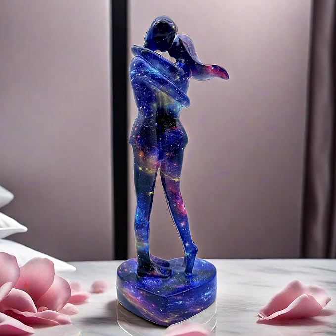 10.5 Inch Couple Sweethearts Lover Hug Kissing Statue Figurine Sculpture Resin Collectible Gifts for Office Home Decor Desk Accessories Decoration Figurines (Multicolor)