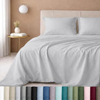 California Design Den King Size Bed Sheets Set - Luxury 600 Thread Count Sateen, Natural 100% Cotton Deep Pocket King Sheet Set, Fully Elasticized, Cool & Durable Hotel Quality Bedding - Light Silver