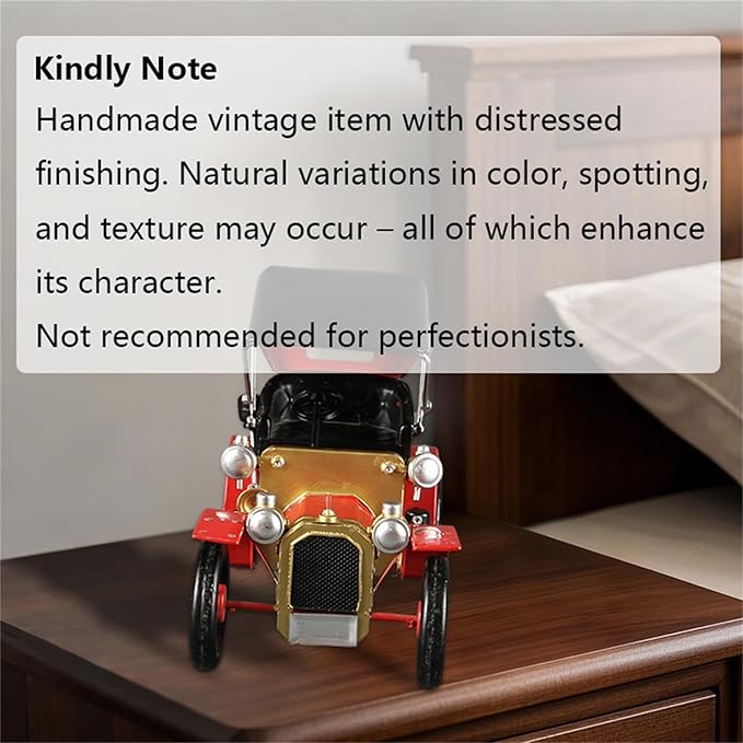 Metal Antique Vintage Car Model - Iron Classic Car Decor Handcrafted Collectible Vehicle Decoration Gift for Farmhouse Decor Decorative Tabletop