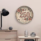 250th Anniversary Decorative Plates 10 Inch Vintage Floral Patriotic Decorations Commemorative Plates with Stand Semiquincentennial 4th of July Veterans Day Home & Office