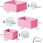 Drawer Organizer Clothes Set of 12 Pink - Dresser Organizer For Nursery, Bedroom, Closet - Perfect Baby Clothes Organizer and Storage & General Nursery Organization or Dresser Drawer Organizers