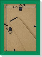 Vittanly 4x6 Picture Frames Set of 9, Shatter Resistant Plexiglass, Display 3.5x5 Pictures with Mat or 4x6 without Mat, Photo Frames for Wall or Tabletop, Engineered Wood, Green