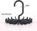 4 Pack Tie Rack Hanger Holder Hooks Organizer for Mens, 360 Degree Rotating Tie Racks, Black