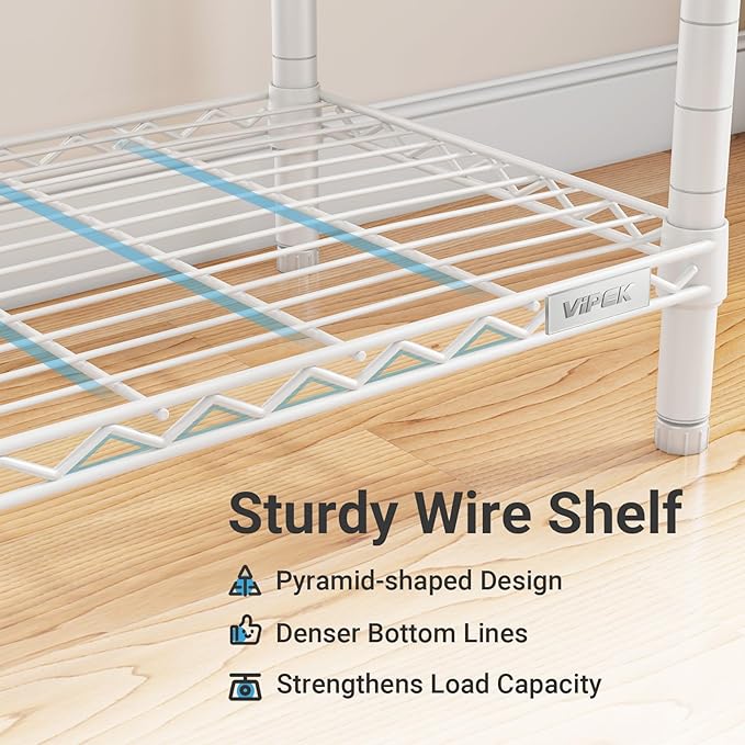 VIPEK V7C Garment Racks with Cover Portable Closets for Hanging Clothes, Heavy Duty Clothes Rack with Shelves Metal Closet Wardrobe, Max 670lbs, White Rack with Grey Upgraded Polyester Cover