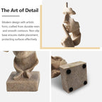 aboxoo 3 Pcs Thinker Statue, Silence is Gold, See No Evil Hear No Evil Speak No Evil Statues, Modern Resin Sculptures Decor for Living Room, Home, Office Study (Sandy)