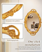 XPXKJ Gold Mirror Tray Vintage Vanity Tray for Dresser Perfume Storage Decorative Mirrored Glass Tray Coquette Room Decor, Bedroom, Bathroom Oval Antique Serving Makeup Organizer
