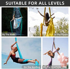 PRIOR FITNESS Aerial Silks Set, Professional Thicker Low Stretch Fabric 9/15/20 Yards Aerial Silk Swing Set with Hardware Guide, Yoga Starter Kit For Home, Aerial Yoga Hammock, Silks for Gymnastics, Antigravity Yoga, Inversion Exercise-All Levels