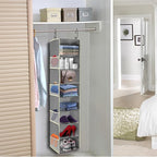 2 Pack Large-Sized Hanging Shoe Organizer 8-Shelf, Hanging Closet Organizer with 8 Side Pockets, Wider Hanging Shelves for Storage Shoes Clothes 9" W × 11.8" D× 48" H, Grey.