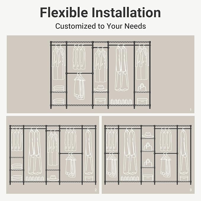 VIPEK V50 Extra Large Portable Closet Rack Bedroom Armoire Freestanding Wardrobe Closet, Heavy Duty Multi-Functional Metal Clothing Rack for Hanging Clothes, Max Load 1300lbs, White