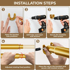 Mavivegue Closet Rod, 17 to 99 Inch Gold Adjustable Closet Rods for Hanging Clothes, Hanging Rod for Closet Wardrobes Laundry RV, Bathroom