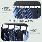 Tie Rack Wall Mount, Wooden Closet Tie Hanger with 24 Metal Hooks, Large Capacity, Black, 2 Pcs