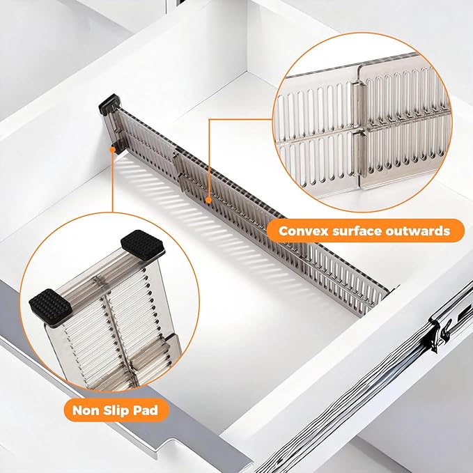 12 Pack Drawer Dividers 3.15" High 10.83-20.08'' Adjustable Dresser Dividers Organizers,Plastic Expandable Drawer Separators For Clothes, Underwear Cosmetic