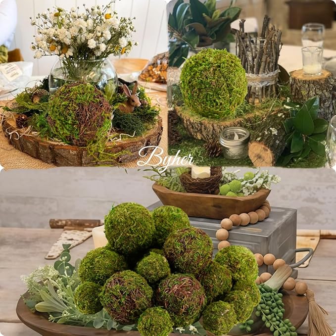 Decorative Moss Balls Set - 18pcs Fake Moss Balls for Bowl Fillers, Centerpiece Decor, Home Decor, Vase Fillers, Wedding Decor, Table Arrangements, Coffee Accents, DIY Crafts (Mix-Set of 18)