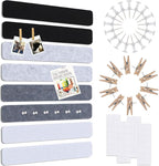 Vuzvuv 8 pcs Bulletin Board Bar Strips No Adhesive Backing with Glue Points ，Self Adhesive Cork Board for Wall，Felt Pin Board for School，Office Decor(Black White Grey)