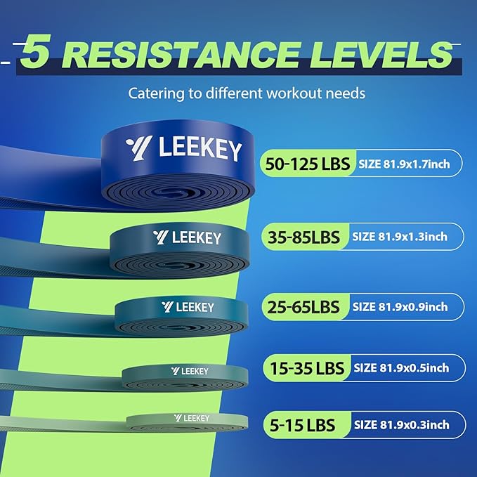 LEEKEY Resistance Bands, Exercise Bands with Handles,Pull Up Assist Bands - Band Set with Door Anchor - Bands for Working Out,Band for Men and Women Fitness Training,Home Workouts