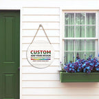 Personalized Wooden Hanging Sign 12x12 Inch Customized Name Plaque Board with Text Wreath Sign for Front Door Decor Farmhouse Wood Wreath Indoor Wall Hanging Decoration