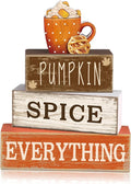 Moucuny 4 Pcs Thanksgiving Decorations for Home Fall Cup Decor Thanksgiving Table Centerpiece Fall Tiered Tray Decor Rustic Wooden Cup Block Sign Gift Farmhouse for Harvest Party Home Kitchen