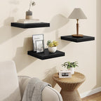 Vivelove 2" Thick Floating Shelves for Wall 12 Inches Long, 12" Deep Wall Shelves, for Bedroom, Bathroom, Living Room, Kitchen, Office, Modern Home Decor, 12" X 12" X 2", Set of 2, Black
