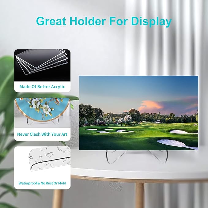 Boloyo 60-Degree Angle Acrylic Plate Display Stand , 6 Inch 5PC Clear Acrylic Display Holder Easel Base for Home Office Kitchen School Art Display