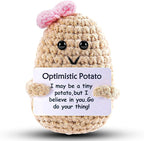 Positive Funny Crochet Potato Gifts for Girls Dad Women Men Friend,Mother's Day Easter Birthday Gifts from Daughter Son Handmade Kintted Crochet Doll with Emotional Encouragement Card Desktop Decors