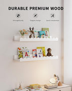 Shario Nursery Book Shelves, 8-Pack White Floating Shelves for Wall Kids, Scalloped Shelves, Wall Book Shelves for Bedroom Kids, Toddler Room, Baby Room, Nursery Decor