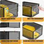 Hat Organizer Box, Stackable Clear Baseball Caps Holder Box Containers with Magnetic Door for Hats Snapback Cap Storag, Hat Rack Display Case, Holds 8 Hats Each (Black, 2 Pack)