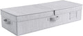 Foldable Under Bed Organizer with Double Folding Lid, Closet Organizers and Storage Bins for Blanket, Clothing, Comforter, Sweaters, Pillows, Linen Sheets, Wrapping Paper, Gray