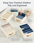 DIMJ Large Wardrobe Clothes Organizer, 6Packs Fabric Closet Storage Organizer with Handles, Foldable Closet Organizers Dividers for Clothing Jeans Pants Sweater T-shirt
