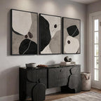 Large Framed Black and White Abstract Wall Art for Living Room, 3 Piece Modern Canvas Prints Paintings Artwork for Walls, Neutral Minimalist Pictures Wall Decor for Bedroom Dining Room Office 24x36 In