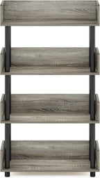 Furinno TURN-N-TUBE 4-Tier Display Shelf, Storage Shelves, Book Shelf, Open Shelves with Rounded Corner Top Edges, for Organization and Storage, Living Room, Home Office, French Oak