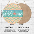 Muktoujaumai Beach House Welcome Sign Decor, 10.2" Round Wooden Sign, Rustic Ocean Theme, Perfect for Home, Office, Bathroom, Indoor/Outdoor Use