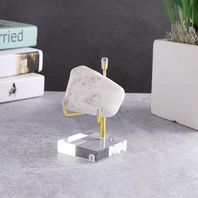 Sibba Adjustable Metal Arms Display Stand Photo Stand Easel Acrylic Base Small Holder Case Plate Clear Base Home Décor Accents Rack for Picture Decorative Book Coral Geodes Rock