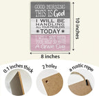Christian Gift Bible Gifts Religion Gift for Women Men Home Decor Good Morning This is God Inspirational Wood Hanging Sign Plaque with Rope Wall Office Bedroom Shelf Decor -30
