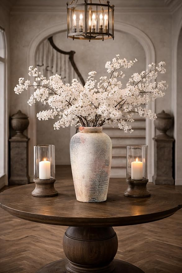 Emotionally Grounded Vase, Vaseking Large Ceramic Rustic Vase, 11 inch Minimalist Decorative Farmhouse Tall Vases for Home Decor, Living Room, Enterway, Table Decoration, Gray