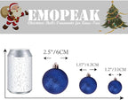 Emopeak 24Pcs Christmas Balls Ornaments for Xmas Christmas Tree - 4 Style Shatterproof Christmas Tree Decorations Hanging Ball for Holiday Wedding Party Decoration (Navy Blue, 2.4"/6.2CM)
