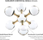 6.7 inch Transparent Golden Crystal Ball, Living Room Decor, Gold Modern Western House Decor Aesthetic, Home Decor Living Room, Office, Book Shelf, Bedroom, Desk, Fireplace, Coffee Table and More