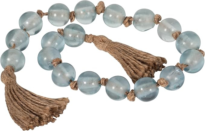 Elegant Glass Beads Garland Accent for Home Decor and Bathroom - Layered Surface Accent for Office, Room and Living Room - Modern Shelf and Coffee Table Decor for Curated Spaces - 2", Blue