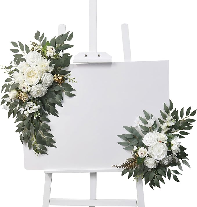 2Pieces Wedding Decorative Swag Artificial Flower Swag Ceremony Sign for Indoor and Outdoor Use Decorations