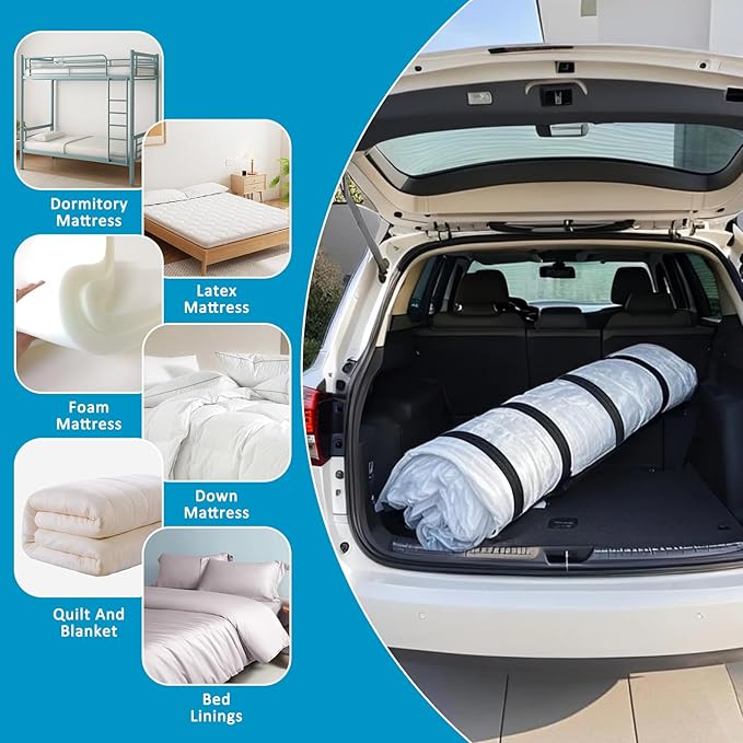 Mattress Vacuum Bag for Queen and Full Size, 78.7x98.4in Space Saver Mattress Vacuum Seal Bag with 4 Straps Dual-Zip Seal Mattress Compression Bag for Memory Foam Mattress Moving Transport Storage