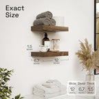 BAOBAB WORKSHOP Solid Wood Floating Shelves for Wall 12 Inch Wide, Small Wooden Shelf Kitchen, Bathroom Shelves for Room Wall Mounted Rustic Farmhouse, Walnut Floating Shelves, 12W × 6.7D, Set of 2